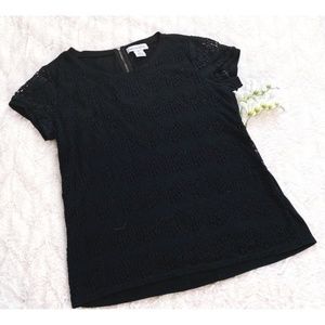 Liz Claiborne Black Lace Crew Shirt Size Medium